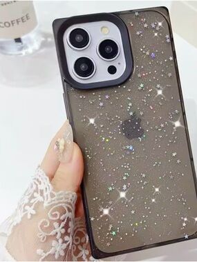 Glitter Star Shock-Resistant Phone Case - Black